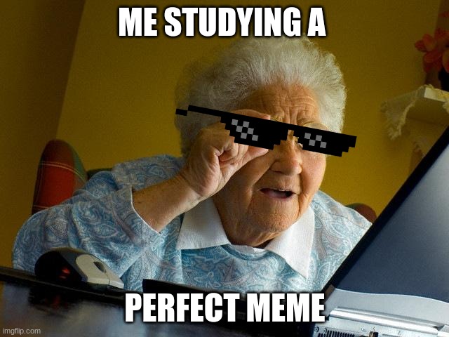 Grandma Finds The Internet | ME STUDYING A; PERFECT MEME | image tagged in memes,grandma finds the internet | made w/ Imgflip meme maker