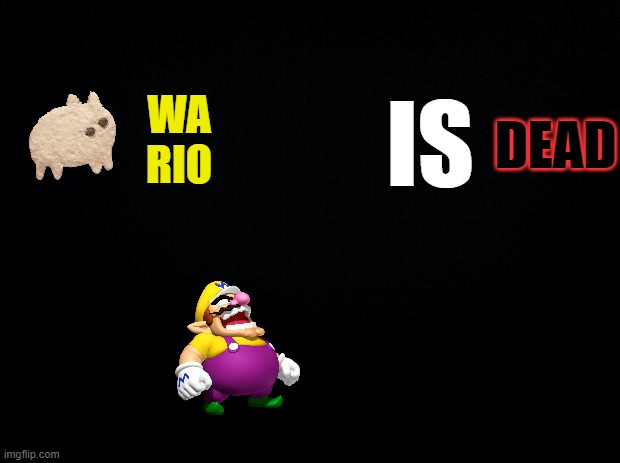 baba is you wario is dead.mp3 | DEAD; WA
RIO; IS | image tagged in black background,baba is you,wario | made w/ Imgflip meme maker