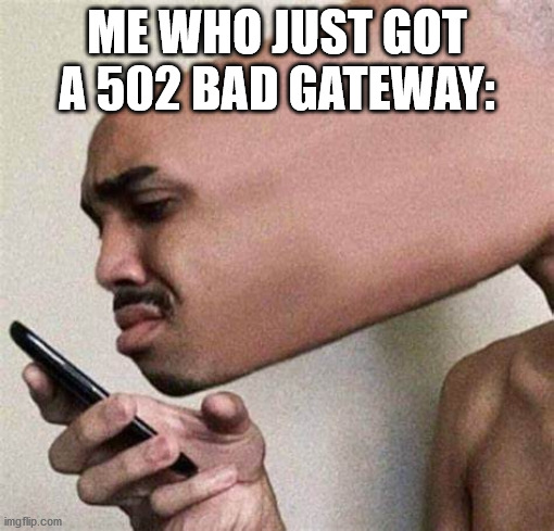 U Wot M8 | ME WHO JUST GOT A 502 BAD GATEWAY: | image tagged in u wot m8 | made w/ Imgflip meme maker