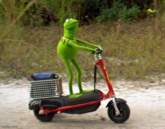 Kermit scooter | image tagged in kermit scooter | made w/ Imgflip meme maker