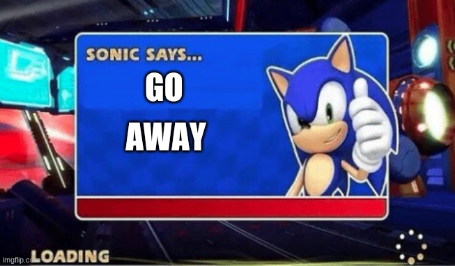 Sonic says | GO; AWAY | image tagged in sonic says meme | made w/ Imgflip meme maker