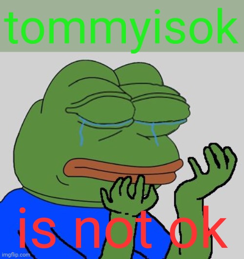 pepe cry | tommyisok; is not ok | image tagged in pepe cry,tommyisok,he is speaking the language of the gods,godspeed,fare thee well | made w/ Imgflip meme maker