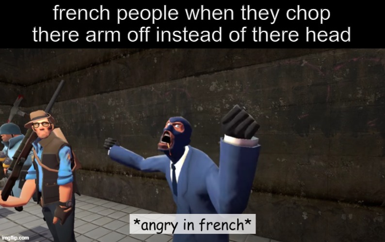 EEEEEEEEEEEEEEEEEEEEEEE | french people when they chop there arm off instead of there head | image tagged in angry in french | made w/ Imgflip meme maker
