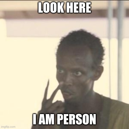 well he's not wrong | LOOK HERE; I AM PERSON | image tagged in memes,look at me | made w/ Imgflip meme maker