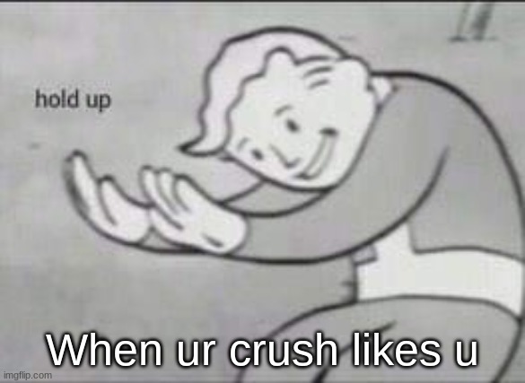 Actually happened today | When ur crush likes u | image tagged in fallout hold up,crush | made w/ Imgflip meme maker