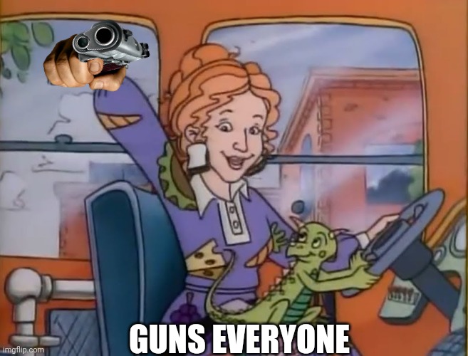 seatbelts everyone | GUNS EVERYONE | image tagged in seatbelts everyone | made w/ Imgflip meme maker