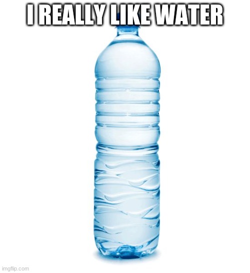water bottle  | I REALLY LIKE WATER | image tagged in water bottle | made w/ Imgflip meme maker