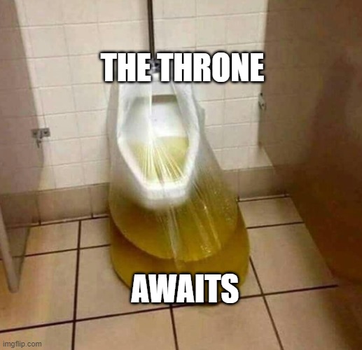 the throne of pee | THE THRONE; AWAITS | image tagged in pee,fyp,satisfying | made w/ Imgflip meme maker