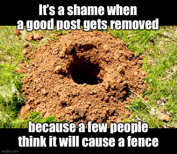 Try to Relax and Have Fun | It’s a shame when a good post gets removed; because a few people think it will cause a fence | image tagged in memes,tragic | made w/ Imgflip meme maker