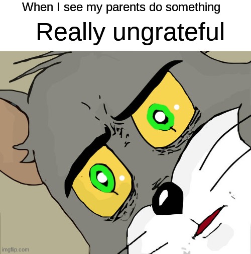 Unsettled Tom Meme | When I see my parents do something; Really ungrateful | image tagged in memes,unsettled tom | made w/ Imgflip meme maker