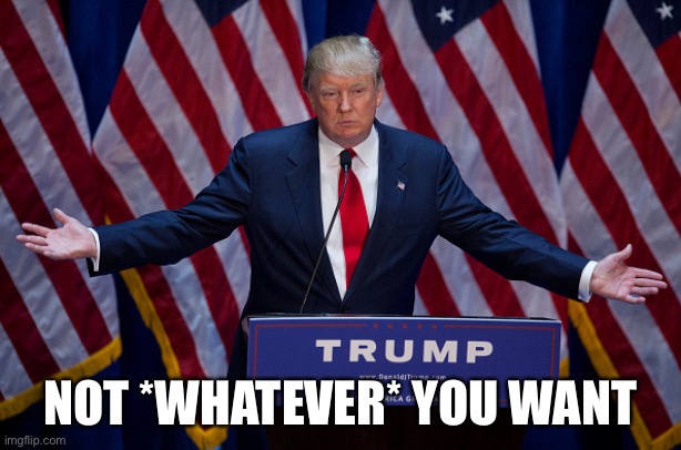 Donald Trump | NOT *WHATEVER* YOU WANT | image tagged in donald trump | made w/ Imgflip meme maker