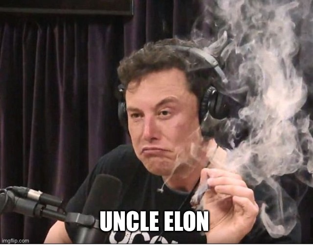 Elon Musk smoking a joint | UNCLE ELON | image tagged in elon musk smoking a joint | made w/ Imgflip meme maker