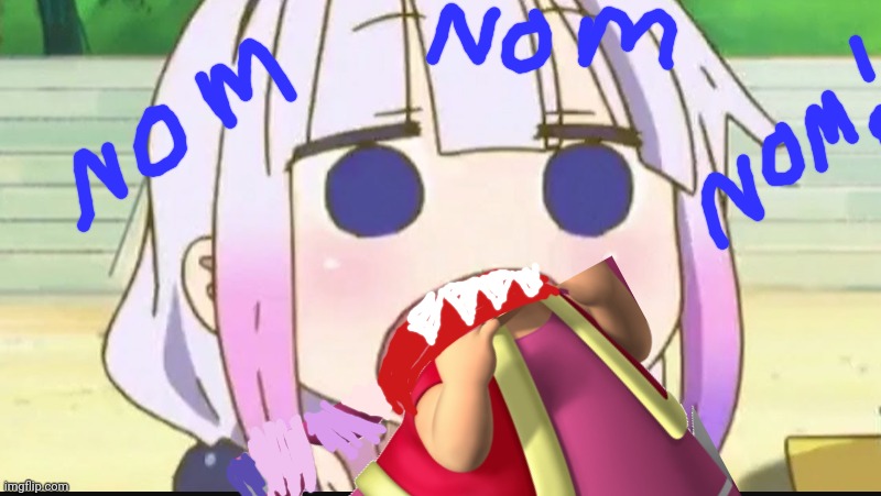 Kanna eating a crab | image tagged in kanna eating a crab | made w/ Imgflip meme maker