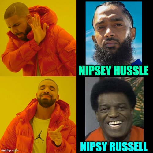 Do You Know Your Nipseys? | NIPSEY HUSSLE; NIPSY RUSSELL | image tagged in vince vance,nipsey russell,nipsey hussle,memes,drake hotline bling,beard | made w/ Imgflip meme maker