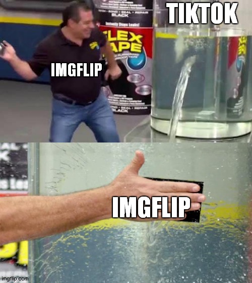 we dont want eny of that tiktok junk keep it to yourself | TIKTOK; IMGFLIP; IMGFLIP | image tagged in flex tape | made w/ Imgflip meme maker