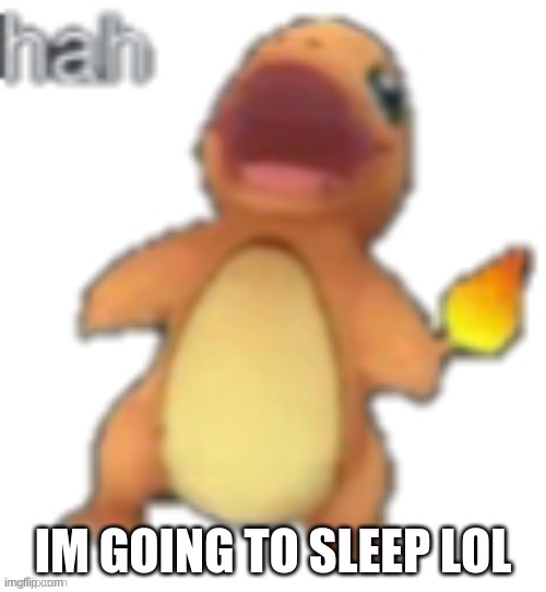 gn peeps | IM GOING TO SLEEP LOL | image tagged in charmander hah | made w/ Imgflip meme maker