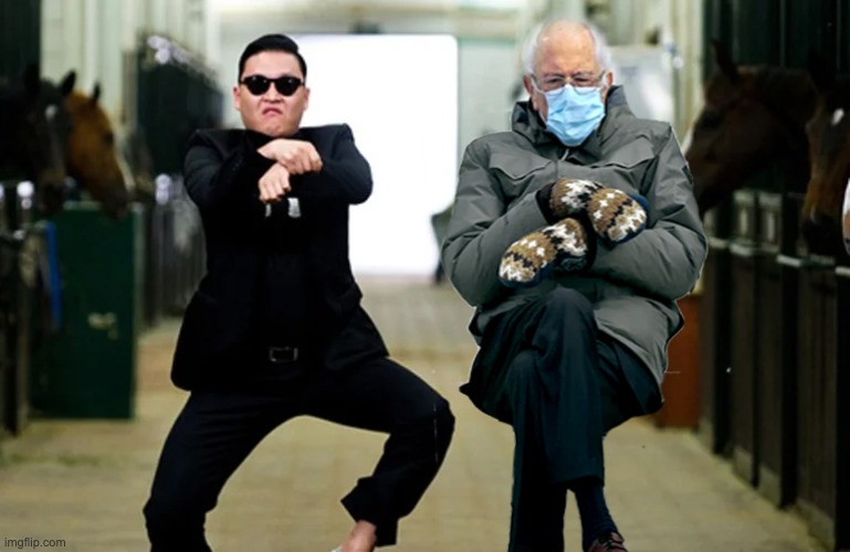 image tagged in bernie and psy | made w/ Imgflip meme maker