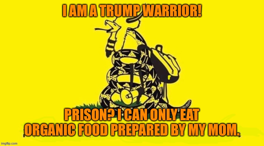 I AM A TRUMP WARRIOR! PRISON? I CAN ONLY EAT ORGANIC FOOD PREPARED BY MY MOM. | made w/ Imgflip meme maker
