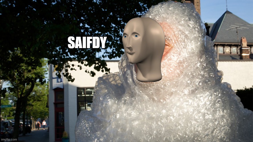 bubble wrap safety boi | SAIFDY | image tagged in bubble wrap safety boi | made w/ Imgflip meme maker