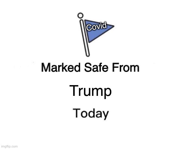 Then he got it | Covid; Trump | image tagged in memes,marked safe from | made w/ Imgflip meme maker