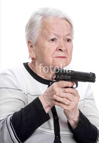 Old Lady With Handgun Blank Meme Template