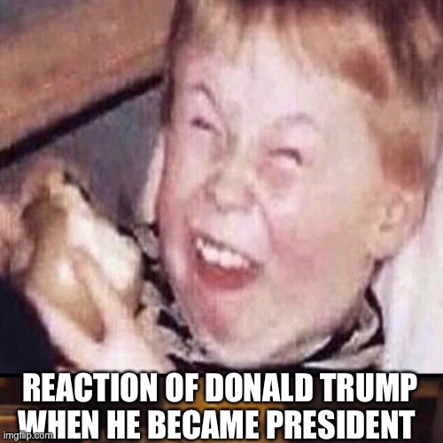 President | REACTION OF DONALD TRUMP WHEN HE BECAME PRESIDENT | image tagged in presidential race | made w/ Imgflip meme maker