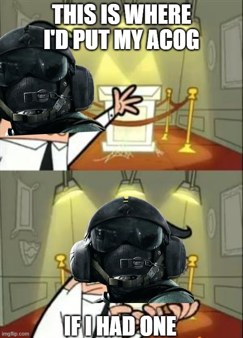 This Is Where I'd Put My Trophy If I Had One | THIS IS WHERE I'D PUT MY ACOG; IF I HAD ONE | image tagged in memes,this is where i'd put my trophy if i had one | made w/ Imgflip meme maker