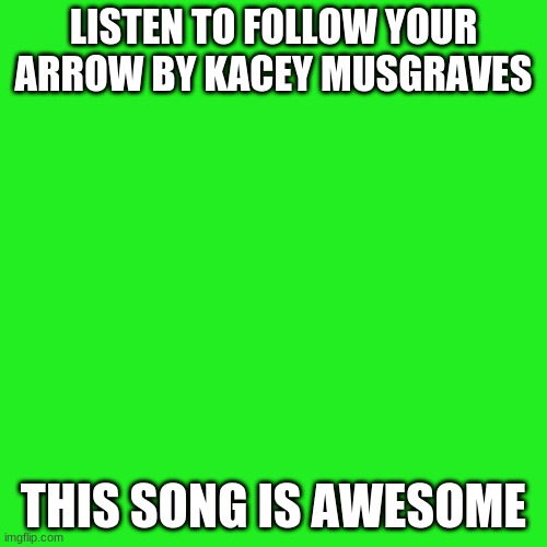 Blank Transparent Square | LISTEN TO FOLLOW YOUR ARROW BY KACEY MUSGRAVES; THIS SONG IS AWESOME | image tagged in memes,blank transparent square | made w/ Imgflip meme maker