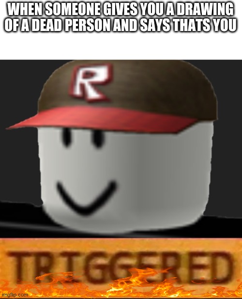 Roblox Triggered | WHEN SOMEONE GIVES YOU A DRAWING OF A DEAD PERSON AND SAYS THATS YOU | image tagged in roblox triggered | made w/ Imgflip meme maker