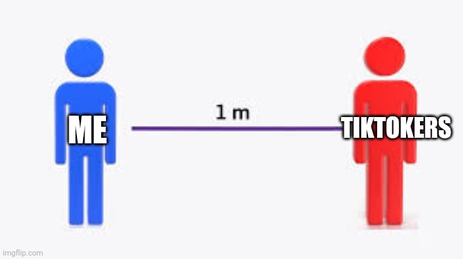 Stay 6 feet away from other humans | ME TIKTOKERS | image tagged in stay 6 feet away from other humans | made w/ Imgflip meme maker