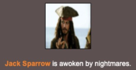 jack sparrow is awoken by nightmares Blank Meme Template