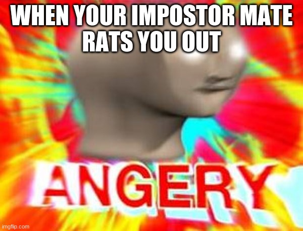 I AM ANGERY | WHEN YOUR IMPOSTOR MATE
RATS YOU OUT | image tagged in surreal angery | made w/ Imgflip meme maker