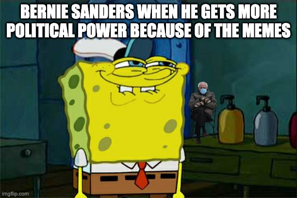 Don't You Squidward Meme | BERNIE SANDERS WHEN HE GETS MORE POLITICAL POWER BECAUSE OF THE MEMES | image tagged in memes,don't you squidward | made w/ Imgflip meme maker
