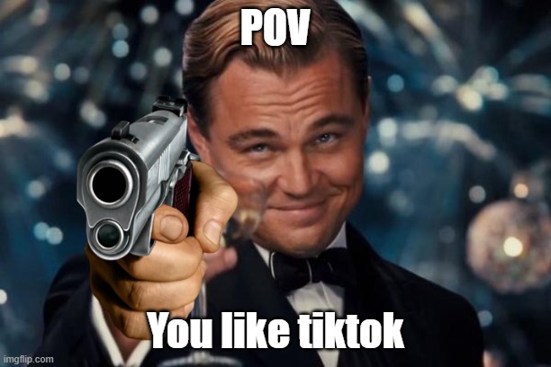 Die Tiktok |  POV; You like tiktok | image tagged in memes,leonardo dicaprio cheers | made w/ Imgflip meme maker