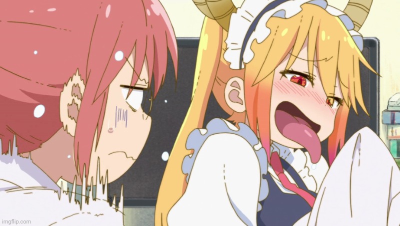 image tagged in tohru and kobayashi | made w/ Imgflip meme maker