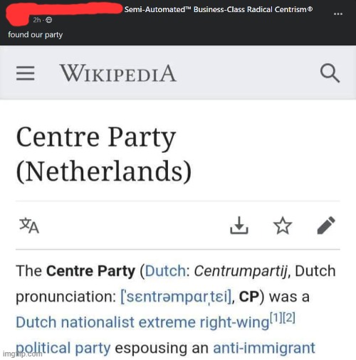 yas found our party were a centrist party maga | image tagged in maga,politics,netherlands,right wing,white nationalism,extreme | made w/ Imgflip meme maker