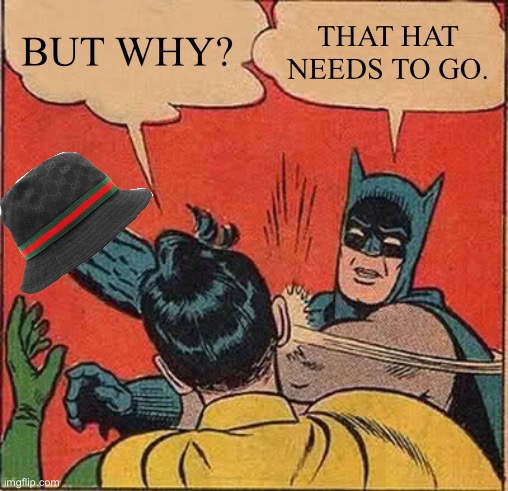 Dang hypebeasts... | BUT WHY? THAT HAT NEEDS TO GO. | image tagged in memes,batman slapping robin | made w/ Imgflip meme maker