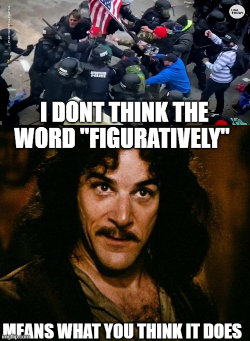 I DONT THINK THE WORD "FIGURATIVELY" MEANS WHAT YOU THINK IT DOES | image tagged in memes,inigo montoya | made w/ Imgflip meme maker