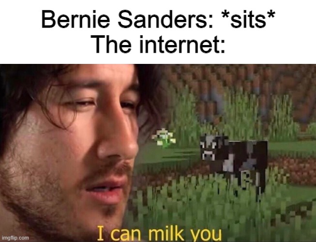 Bernie Sanders: *sits*
The internet: | image tagged in i can milk you template,internet,memes,meme,bernie sanders,memers | made w/ Imgflip meme maker