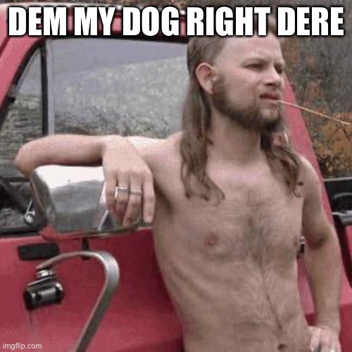 almost redneck | DEM MY DOG RIGHT DERE | image tagged in almost redneck | made w/ Imgflip meme maker