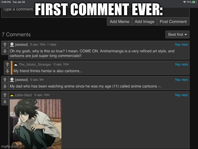 FIRST COMMENT EVER: | made w/ Imgflip meme maker