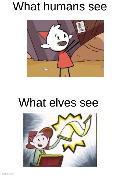The Paperwork of Truth | What humans see; What elves see | image tagged in the scroll of truth,hilda,elves,alfur,paperwork | made w/ Imgflip meme maker