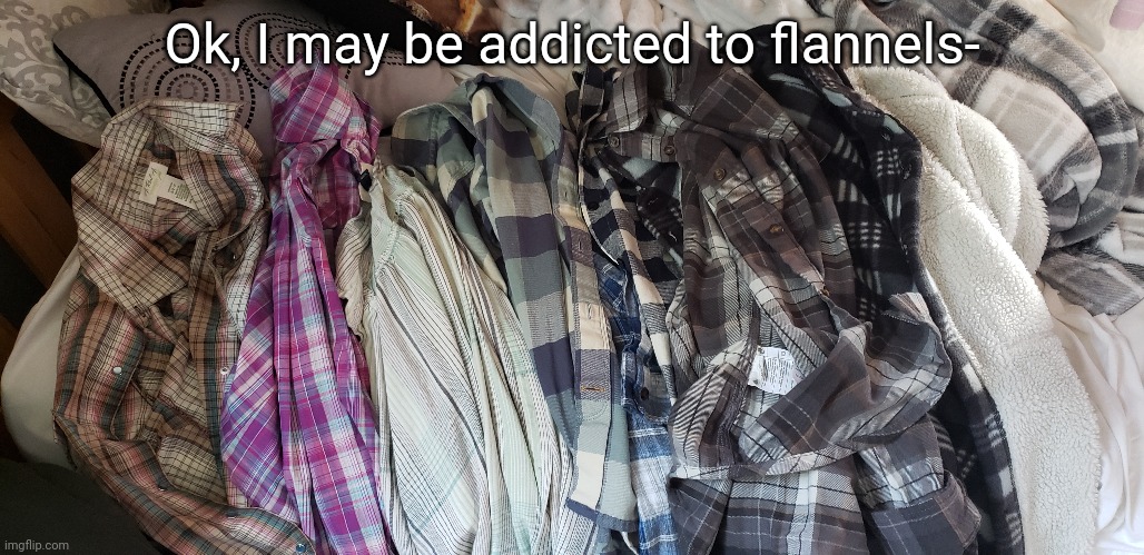 Ha I have 2 more but I'm getting them replaced | Ok, I may be addicted to flannels- | made w/ Imgflip meme maker