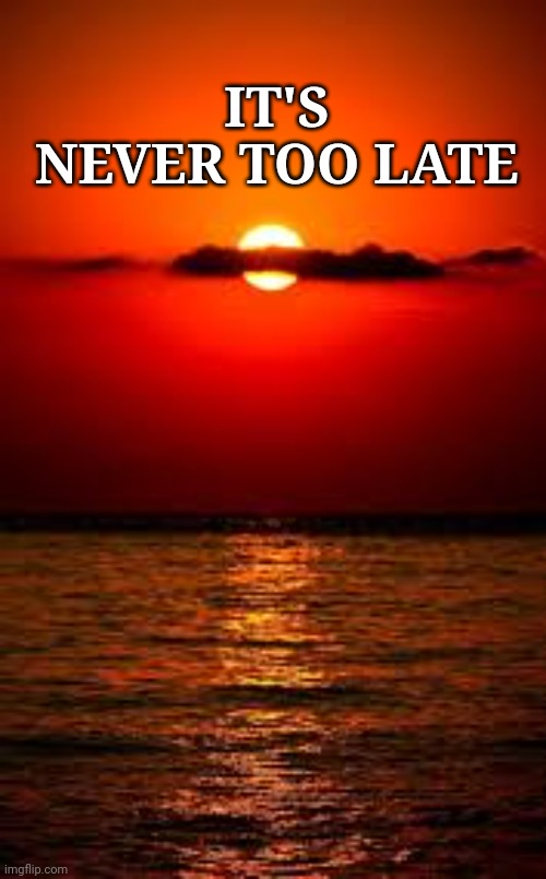 Life | IT'S NEVER TOO LATE | image tagged in inspirational memes | made w/ Imgflip meme maker