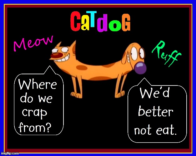 The Dilemma: Reality Vs Imagination | Meow; Ruff | image tagged in vince vance,catdog,cats,dogs,memes,cartoons | made w/ Imgflip meme maker