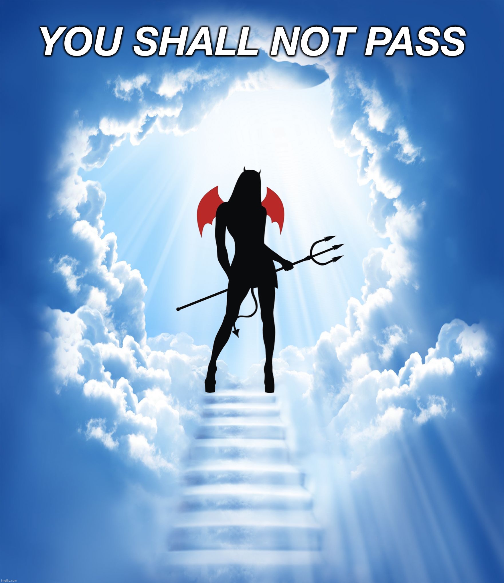 Heaven | YOU SHALL NOT PASS | image tagged in heaven,hell,i live very well,insanity,brutality,faith in humanity | made w/ Imgflip meme maker