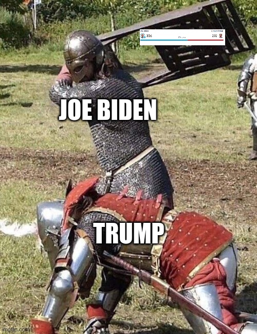 lol | JOE BIDEN; TRUMP | image tagged in knight knight chair fight | made w/ Imgflip meme maker