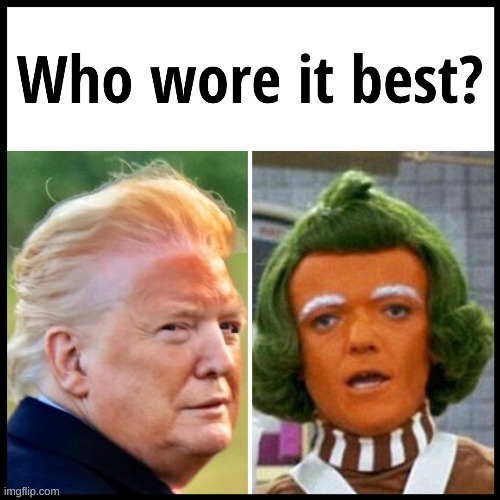 hmmmm?!? IDEK who wore it best. | image tagged in donald trump,politics,funny,memes | made w/ Imgflip meme maker