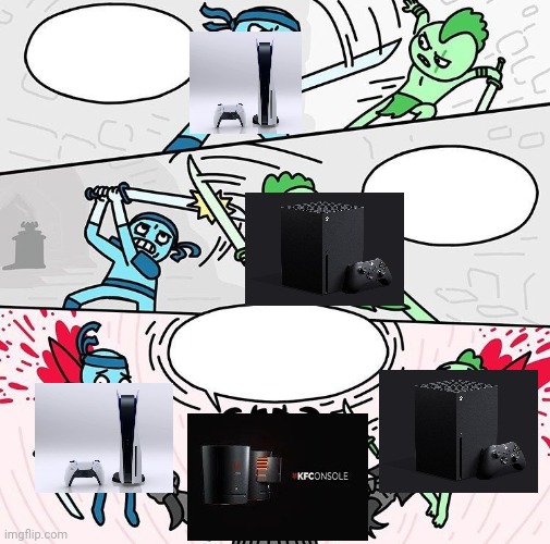 2021 console wars be like | image tagged in me vs you vs them | made w/ Imgflip meme maker