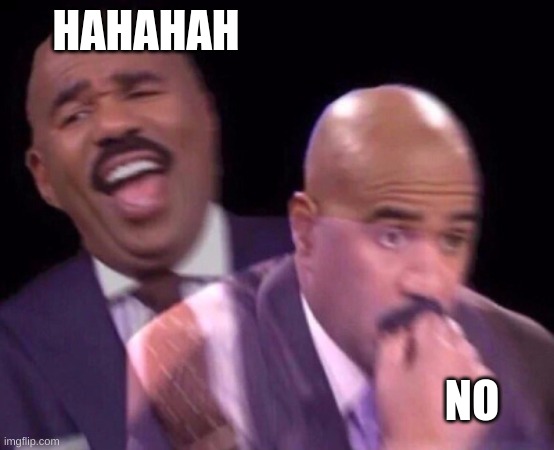 Steve Harvey Laughing Serious | HAHAHAH NO | image tagged in steve harvey laughing serious | made w/ Imgflip meme maker